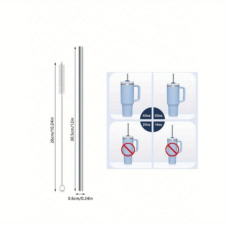 Stainless Steel Metal Drinking Straws Set With Cleaning Brush, For 40oz Tumbler Cups, Ideal For Cold Drinks & Juices, Summer, Kitchen, Christmas Gift