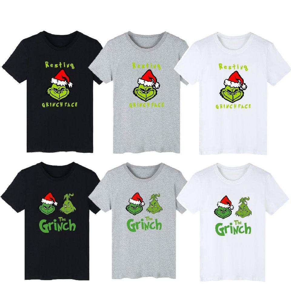 Festive Christmas The Grinch Short Sleeve T-shirt With Resting Grinch Face Design