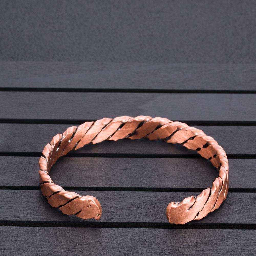 Vinterly Magnetic Pure Copper Bracelets Vintage Twisted Open Cuff Adjustable Bangle Health Energy High Magnet Jewelry for Women