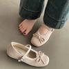 Fashion Spring Summer Inner Heighten Bow Shallow Lace Side Flats Casual Solid Belt Buckle Suede Soft Sole Eelgant Dress Ballet Shoes