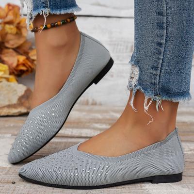 Fashion 2025 High Quality Women's Shoes Shallow Women's Flats Fashion Crystal Solid Daily Flats Women Sexy Pointed Toe Flat Low Heels