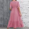 Women V Neck Short Sleeve Maternity Maxi Dress Waist Design A Line Long Dress Comfortable Fit