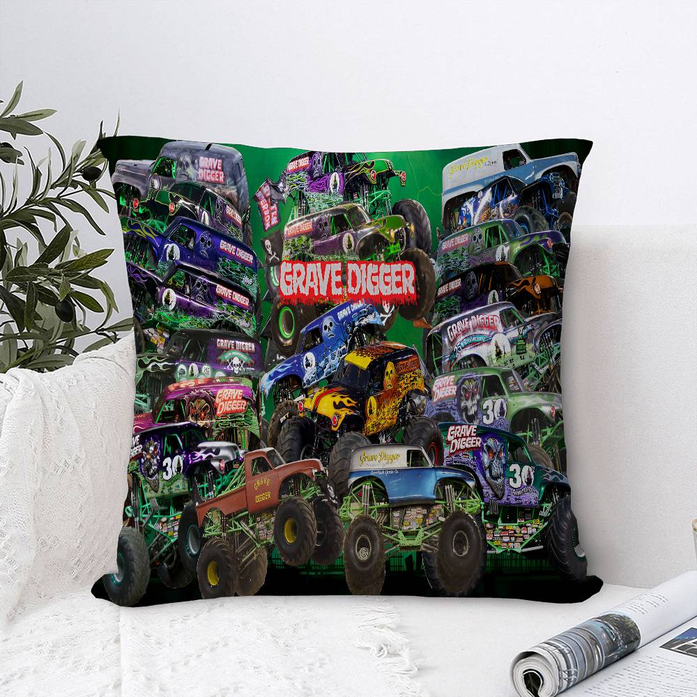 Cartoon Monster Jam Decorative Room Aesthetics Pillow Case Home Decor Bedroom Sofa Bed Couch Pillow Cover 45x45