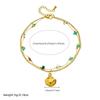 Gold Plated Layered Shell Anklet, Dainty Green Stone Beaded Foot Bracelet with Seashell Charm, Boho Beach Jewelry for Women Gift