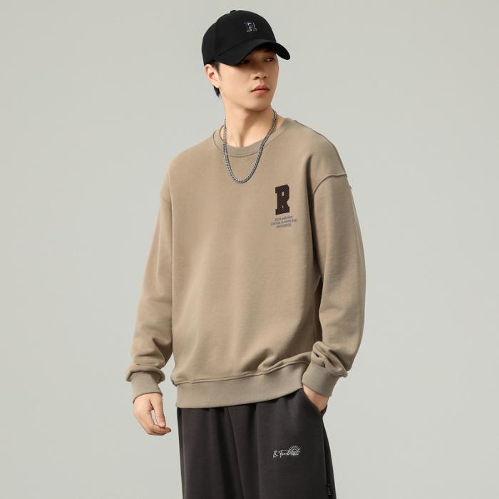 2025 Men s Spring/Autumn Casual Loose-Fit Round Neck Long Sleeve Sports Hoodie 2XL