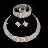 Vollstein Halskette Ohrringe Ring Armband Vierteiliges Set Strass Hohl Diamant Halsband Braut Set