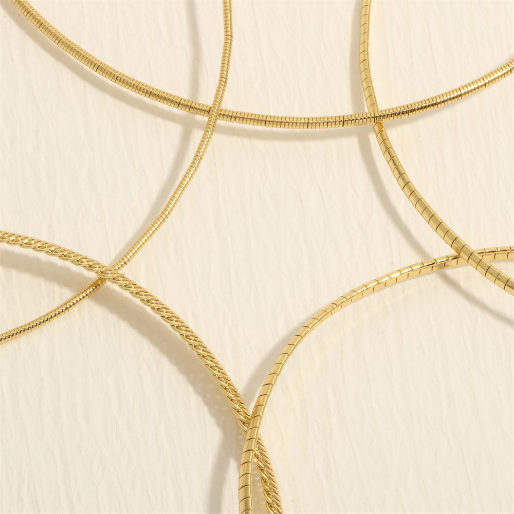 18K Copper-Plated Gold Snake Bone Necklace - Women's Hip Hop Style Metal Flat Chain Collarbone Necklace