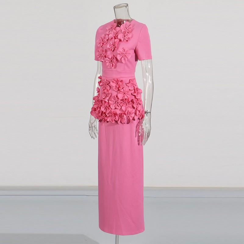 French Elegant Style Suit Irregular Three-dimensional Flower Top + Temperament Hip Skirt Women's