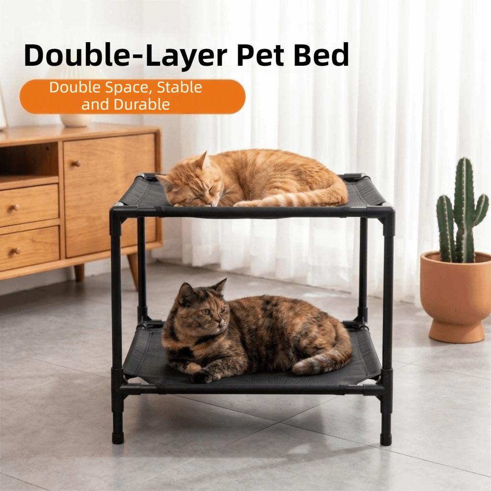 Double Layer Elevated Pet Bed Moisture-Proof Non-Slip Pet Camp Bed Removable Breathable Cat Sleeping Bed Outdoor Camping