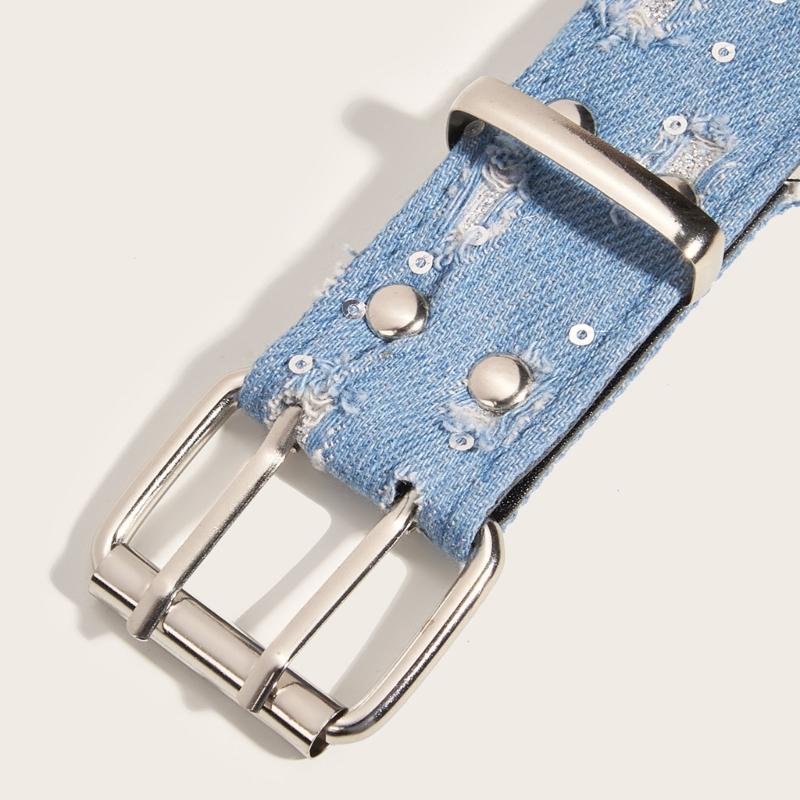 All-match Ladies Waist Belt Distressed Waist Straps Elegant Belt Washed Denim