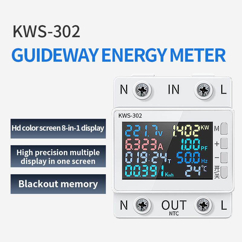 8 In 1 WIFI Energy Meter Color Screen Phone Remotely APP Control AC  2P AC 170V~270V Power Voltmeter Voltage Amps Watt Kwh Meter