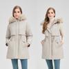 New live-sleeved large fur collar medium and long outer mold shooting fleece pie to overcome women's cotton-padded clothes, cotton-padded coats