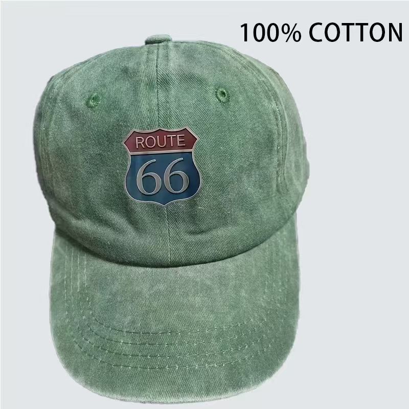 

Route 66 Print Baseball Cap for Outdoor Sports and Leisure - Breathable and Drying - Classic Washed Vintage Style Hat Adjustable
