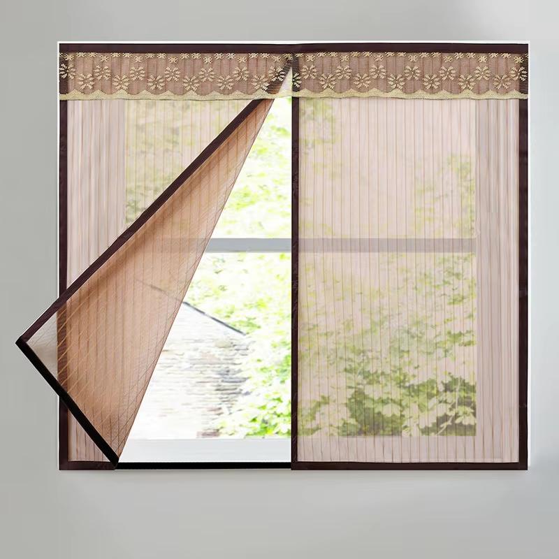 Summer Striped Mosquito-Proof Breathable Window Screen, Household Window Partition Mesh Curtain, No-Drill Magnetic Invisible