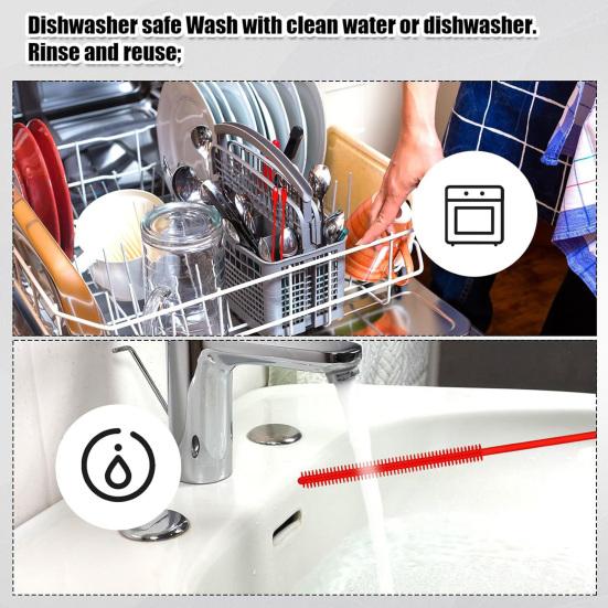 2Pcs Silicone Straw Brushes Food BPA Bendable Free Portable Reusable Grade Extra Long Straw