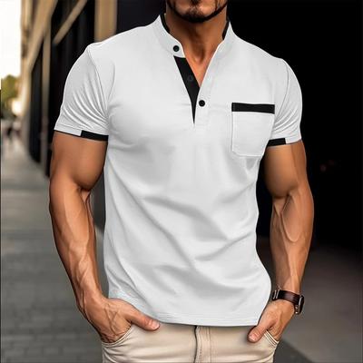 Summer New Polo Shirt Pockets Men's Stand-up Collar Short Sleeve Polo Shirt