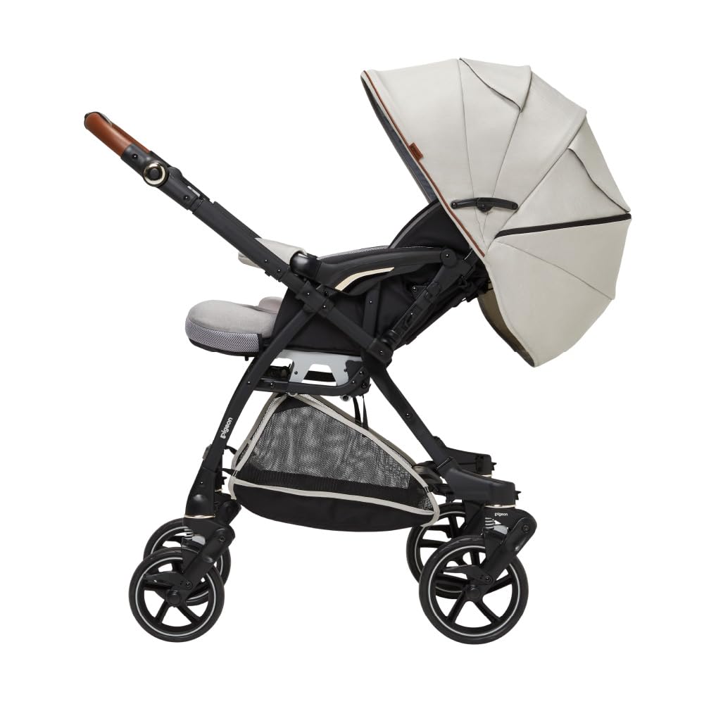 Pigeon nautR Shell 1 Month and 4902508002912 NB0-R Double-facing A-type Stroller, Gray, Up,