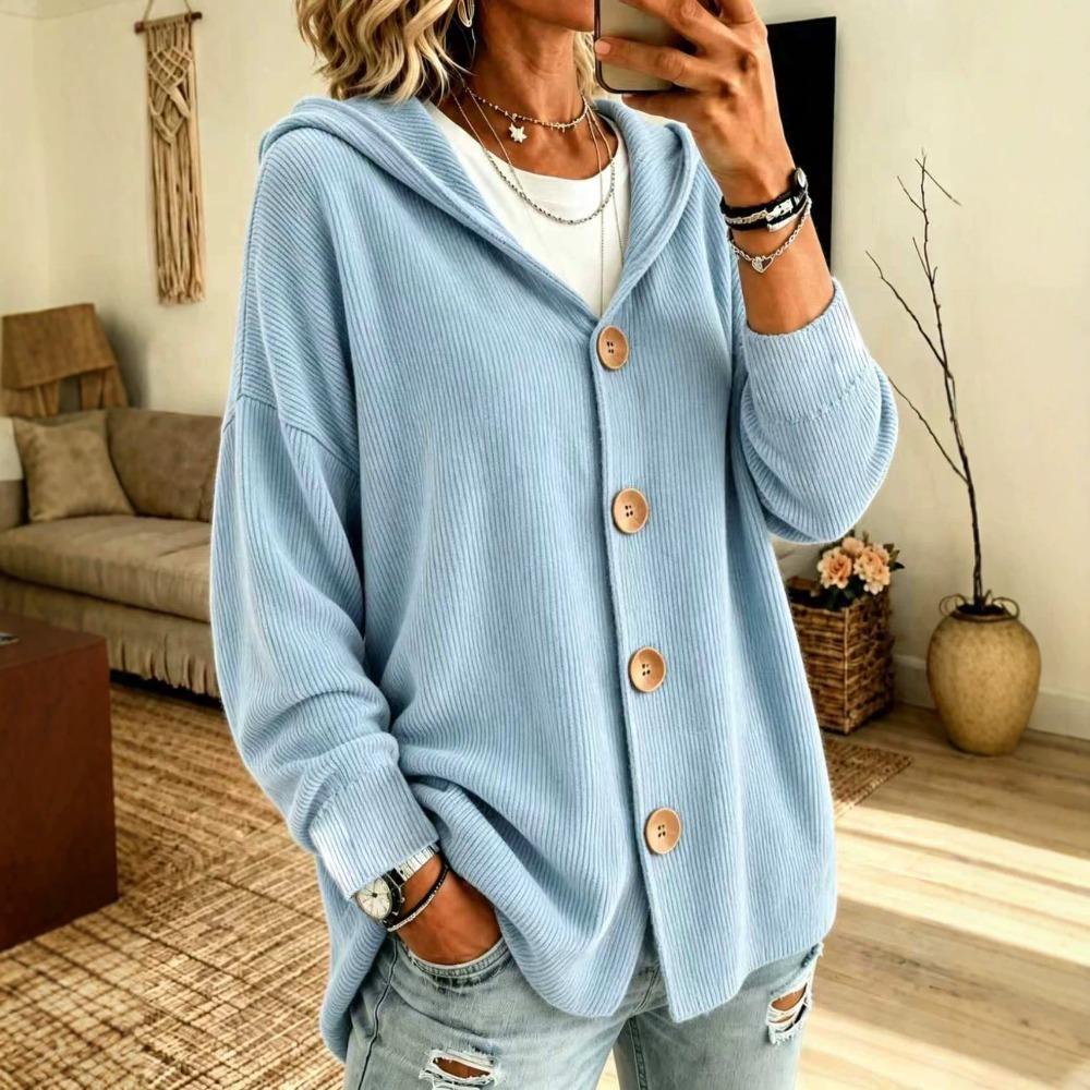 Camicia con Cappuccio in Velluto a Coste con Bottoni Felpa Giacca Autunno Inverno Cardigan Top Shacket