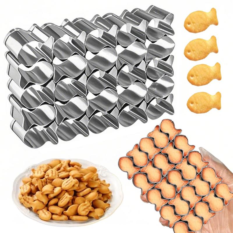 25 Grids Stainless Steel Fish Cookie Mold DIY Cookie Embossing Mold Mini Fish Jelly Cake Chocolate Making Party Baking Supplies