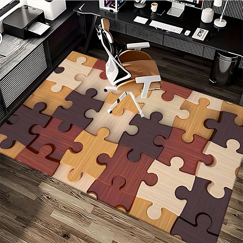 1pc Puzzle Piece Office Chair Mat - Wooden Jigsaw Puzzle Design, Non-Slip Carpet for Desk, Festive Gift, Universal for Home and Office Decorations.P07