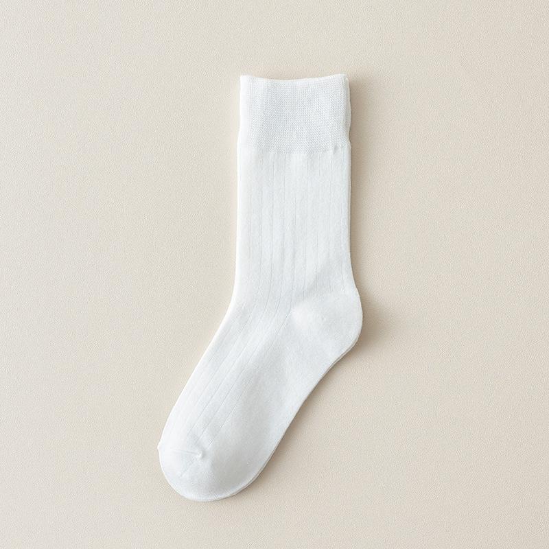 

Girls Draw A Pair of Spring and Autumn Socks, Pile Up Socks, School Style, Retro Solid Color Long Socks, Vertical Striped Mid-calf Socks 1 pair белый