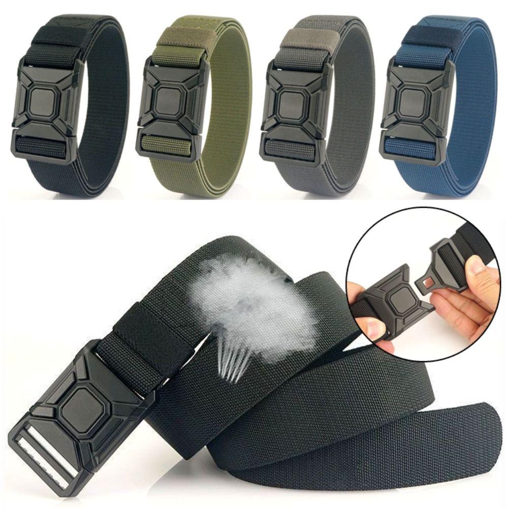 Luxury Brand Design Nylon Braided Belt Quick Release Plastic Fastener Waist Belt