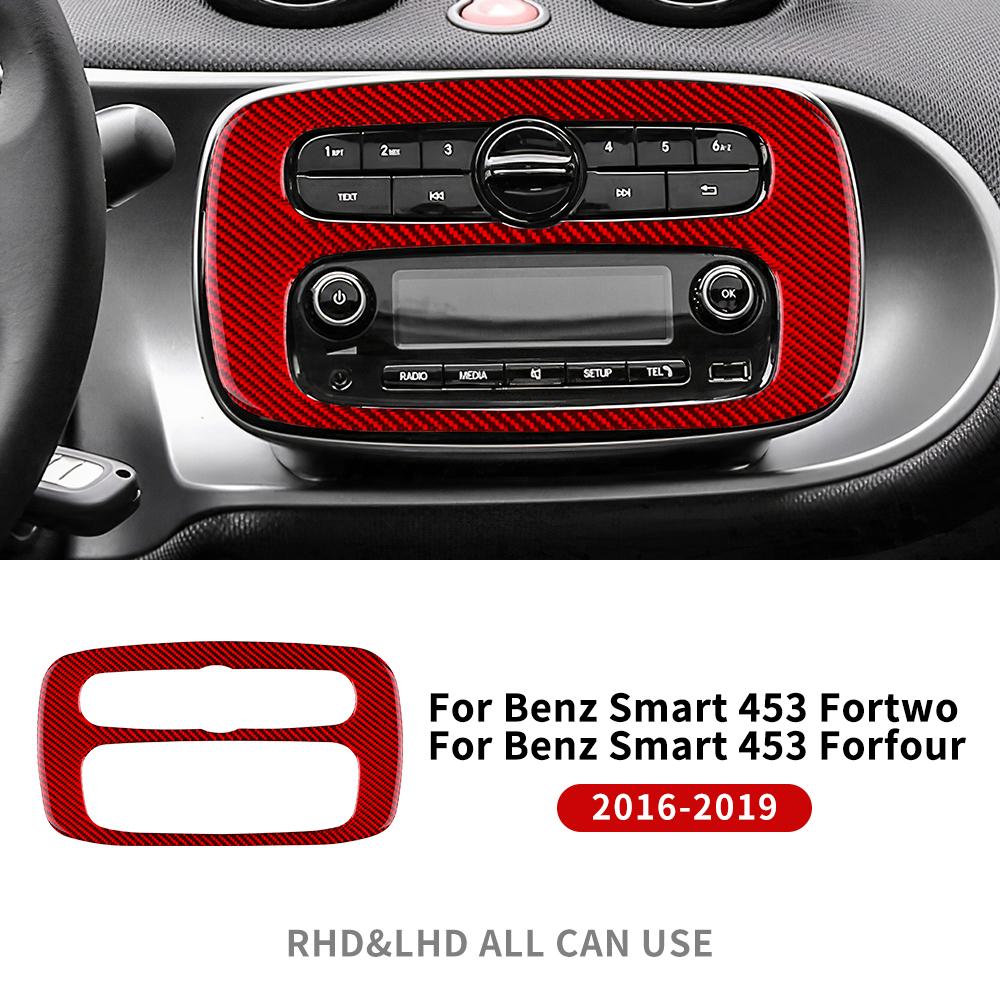 Real Soft Carbon Fiber Sticker For Mercedes Benz Smart 453 Fortwo Forfour 2016 2017 2018 2019 Car Center Control CD Panel Frame