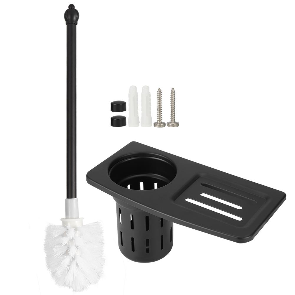 Wall‑Mounted Toilet Brush Holders Home Bathroom Toilet Bowl Cleaning Brush Holders Set(7243B Black )