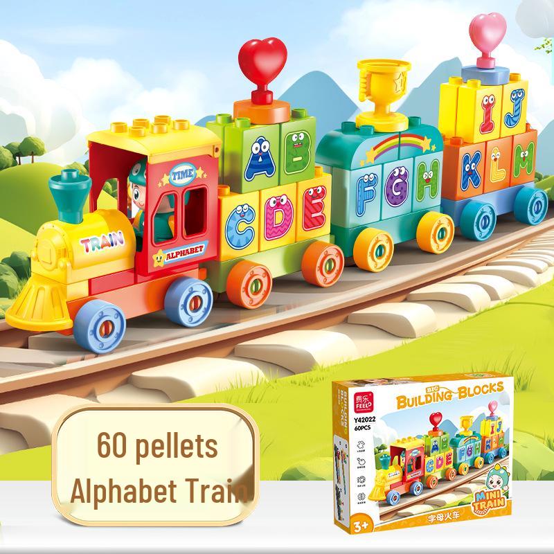 Feile Large Particle Building Blocks Educational Cognitive Numbers Cartoon Trains for Kindergarten Children
