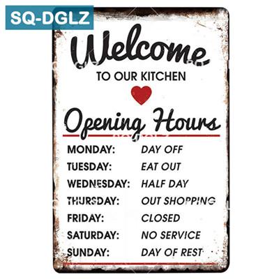 SQDGLZ Hand Painted KITCHEN Metal Sign Bar Wall Decor Tin Sign Vintage Home Decor Painting Plaques Art Blackboard Poster