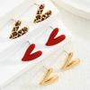 3pcs Fashion Heart Leopard Printed Colorful Earrings Set for Women Vintage Geometric Metal Stud Earring Holiday Party Jewelry