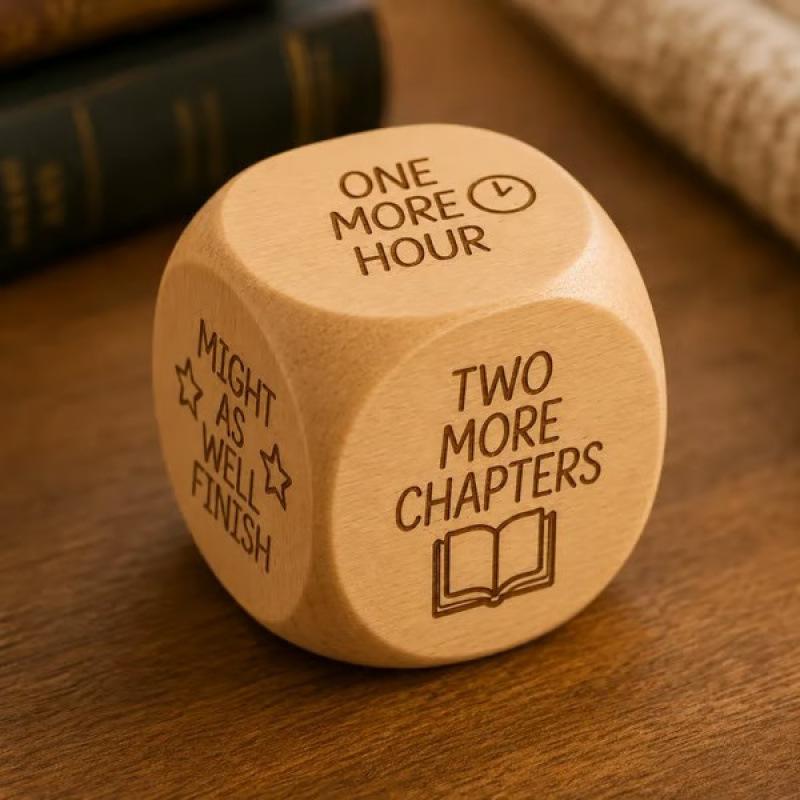 Handmade Wooden Decision Dice Dual Purpose For Quilting Sewing & Book Reading Lover Engraved Choice Cube Funny Desk Decor Gift