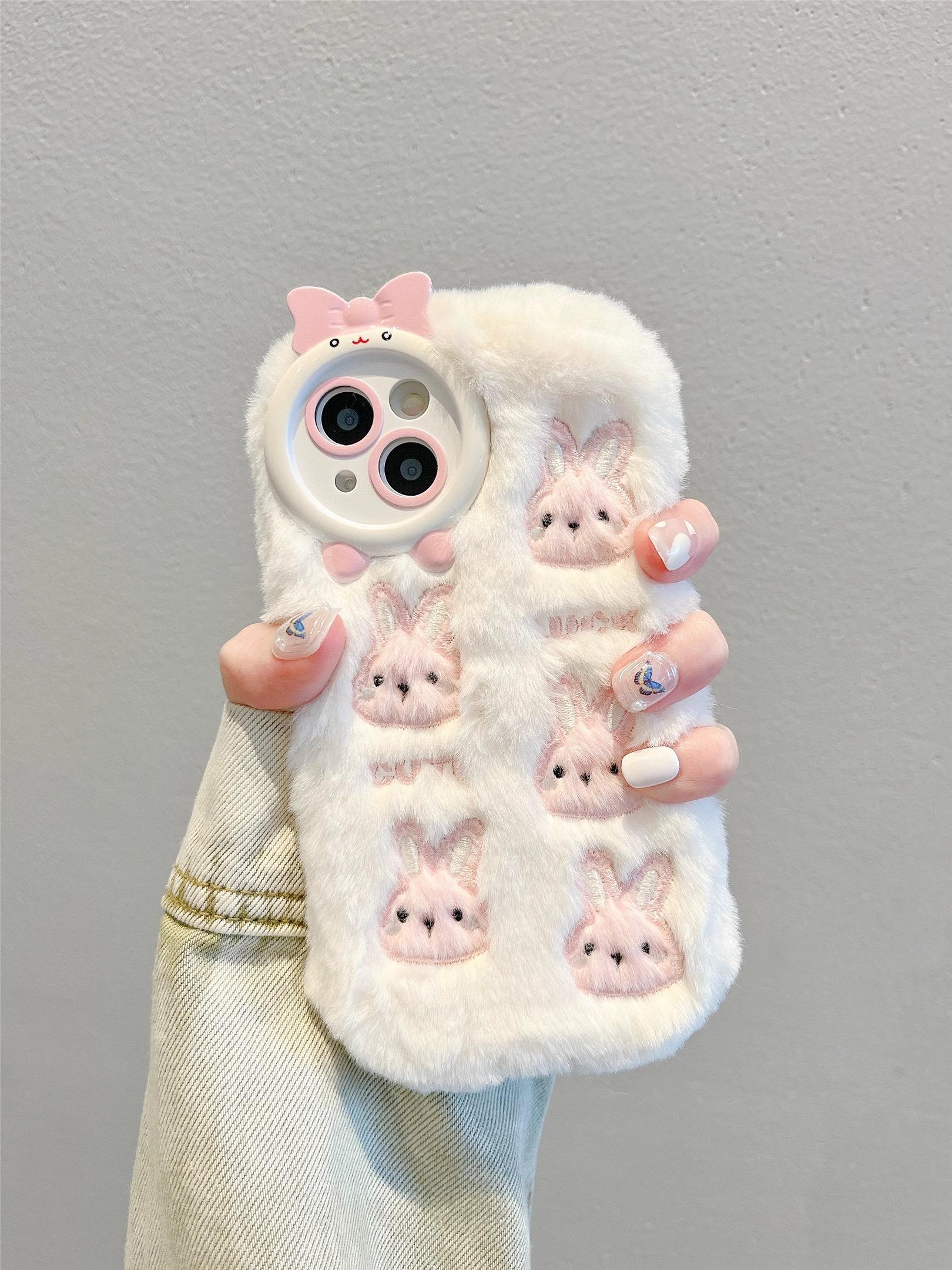 

Милый мультяшный плюшевый чехол-зайчик для iPhone 14 15 Pro Max 11 12 13 Pro Max мягкий защитный чехол For iPhone 15