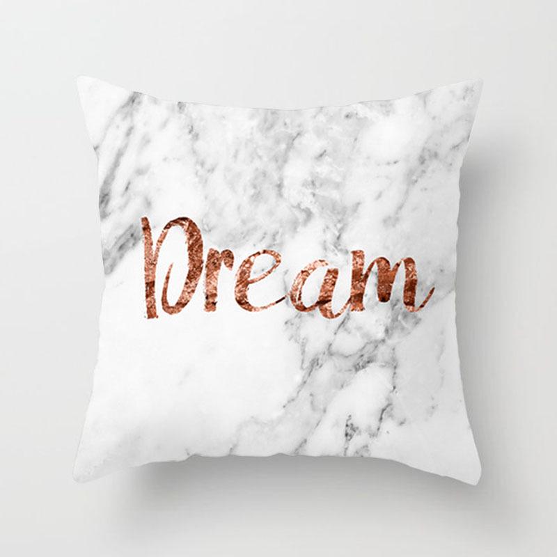 Modern Simple Nordic Pink Marble Cushion Cover Geometric Abstract Cushion Sofa Peach Leather Velvet Pillow Cover Quality 45*45cm