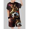 Boys' Fashionable 3D Printed Casual Short Sleeved Shorts T-shirt, Boys' Outdoor Set