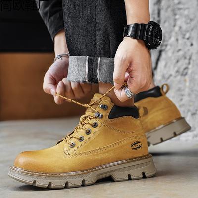 Lederstiefel Herren neue trendige vielseitige Leder Rhabarberstiefel Herren mittleres Werkzeug Martin Stiefel