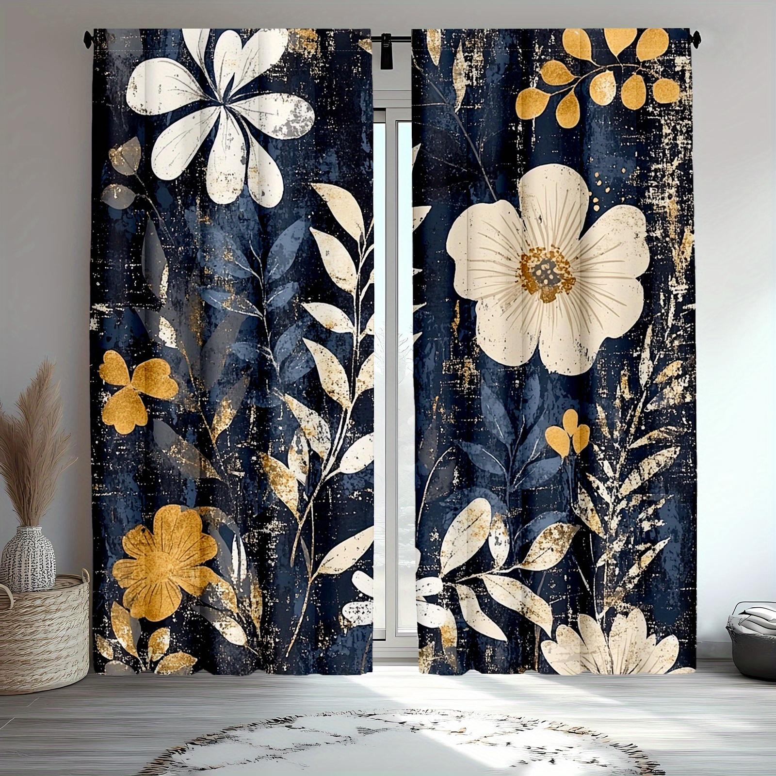 

Однопанельные шторы с цветочным принтом, полиэстер, подходят для декора спальни, гостиной, винтажные, из машинной стирки, оконное оформление W100*H70(CM)-Rod Pocket&1PCS