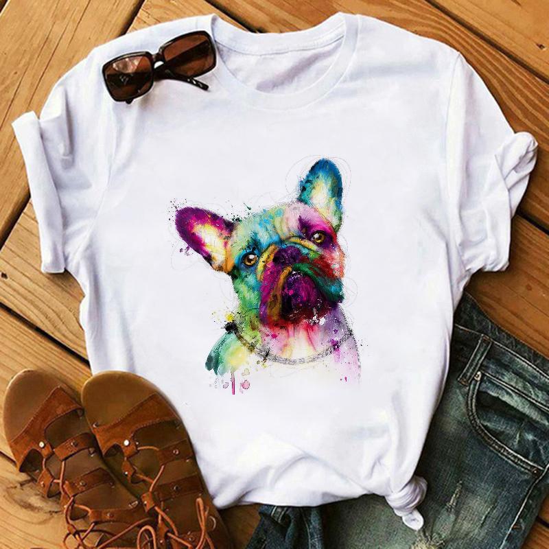 Watercolor Elephant Animal Print T-Shirt Female Harajuku Graphic T-Shirt Dog Lovers Funny T-Shirt Female T-Shirt
