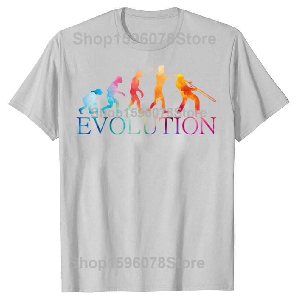 Jazz Trombone Player Evolution Of Man T Shirts Graphic Streetwear Short Sleeve Birthday Gifts Summer Style T-shirt Mens Clothing