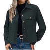 females  Cropped Corduroy coat Slim Fit Button Down Shirts coats Tops Trendy Long Sleeve Outwears With Pockets