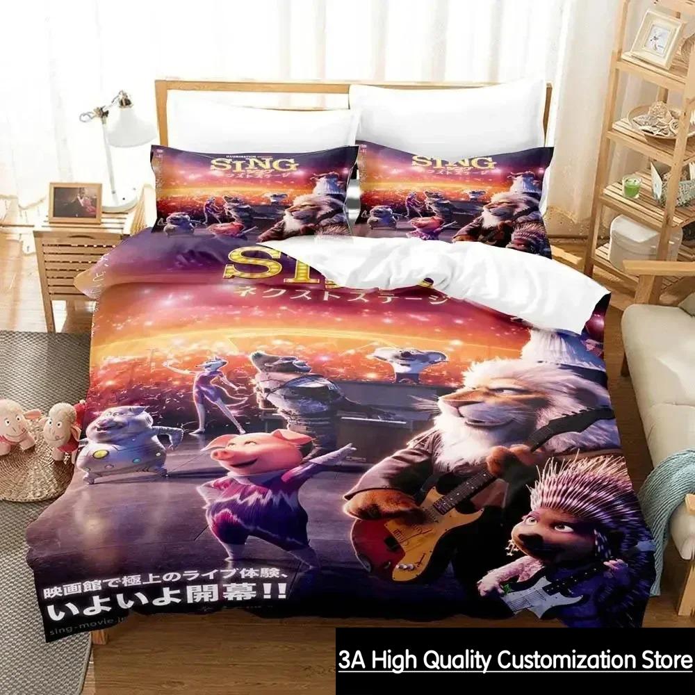 

Comforter 3D Print Cartoon Sing 2 Bedding Set Bed Set Comforter King Queen Size Boys Adult Bedding Set Comforter (quilt)-EU Single(135*200cm)3pcs