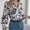 Elegant Women Floral Print V Neck Long Sleeve Blouse for Spring Autumn Season