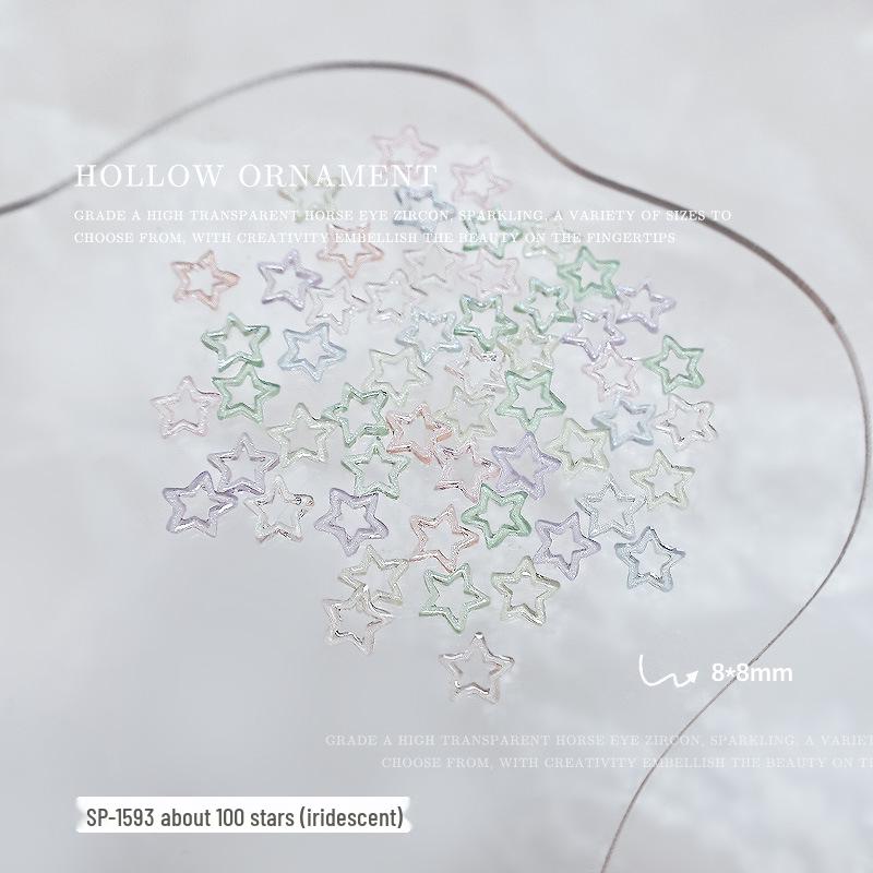 

Ice Transparent Hollow Star & Heart Resin Nail Art Charms - Approx. 100 Pieces