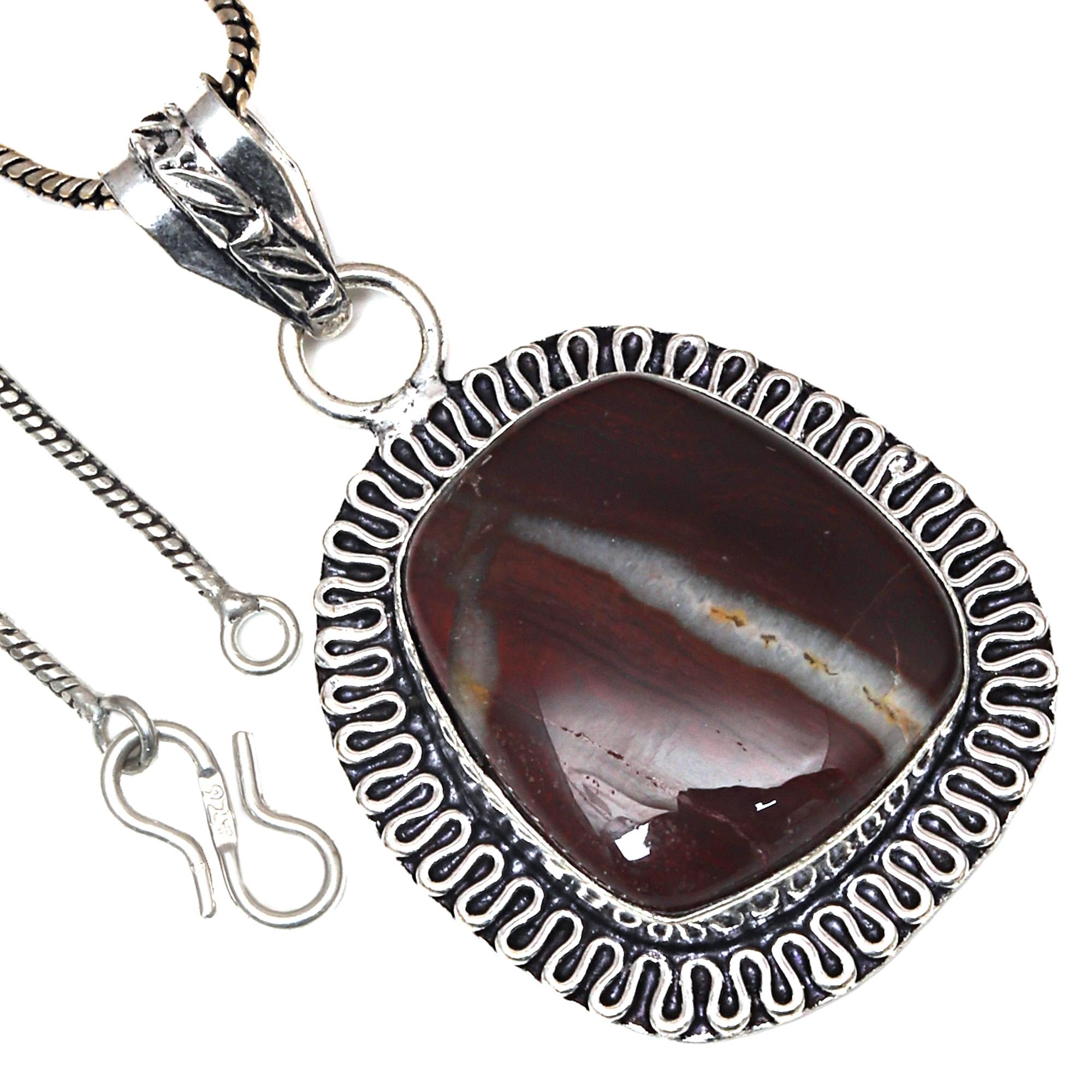 

Pendant Septarian Jasper Gemstone Valentine Day Ethnic Silver Jewelry 2.25