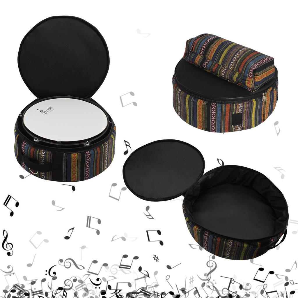 Snare Drum Carrying Bag Ethnic Style Backpack Portable Drum Case With Outside Pockets Storage Pouch Drum Accessories