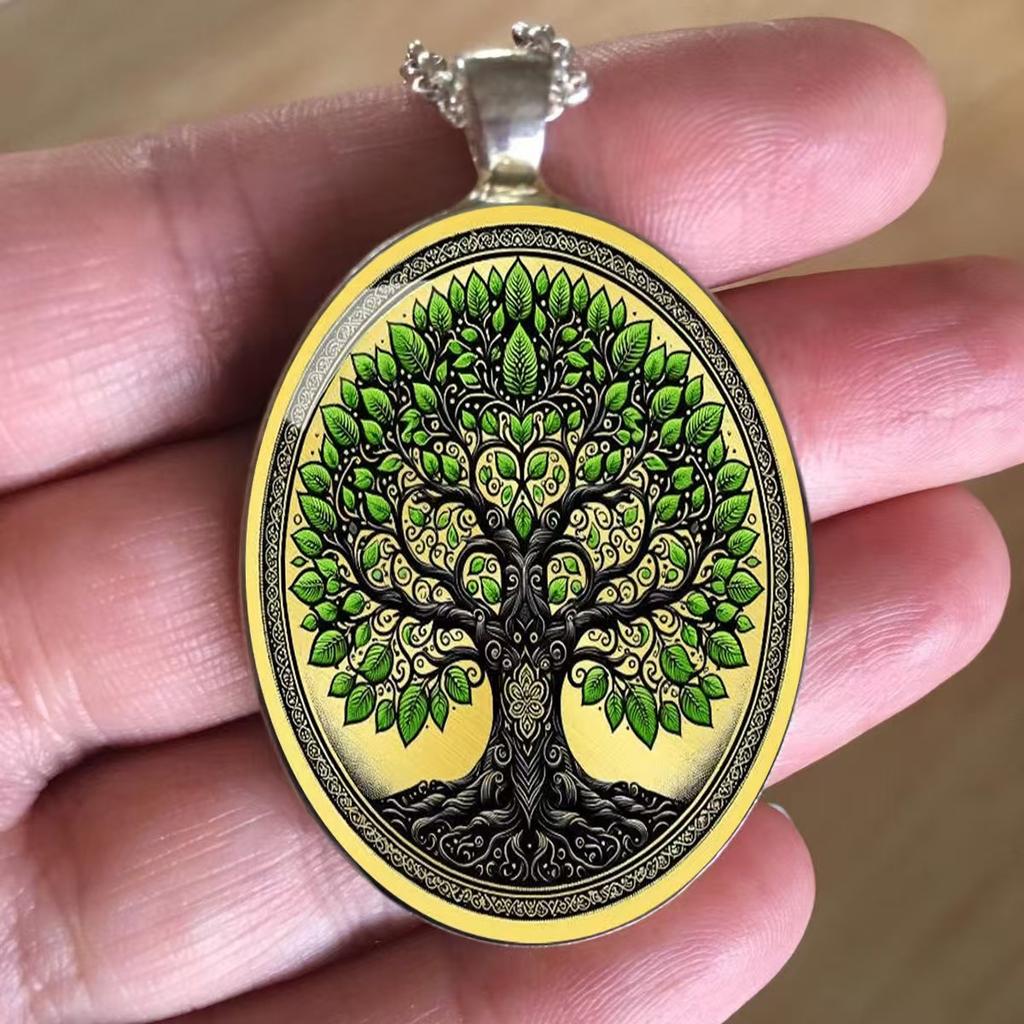 Bohemian Tree Glass Pendant Necklace