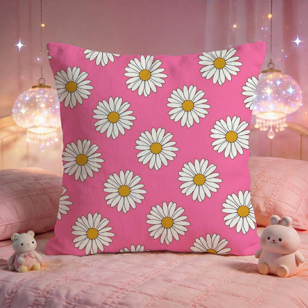 Fresh Daisy Bloom Cushion Cover Premium Comfort Reversible Pillow Cove Two In One Design for Any Room Car Interior