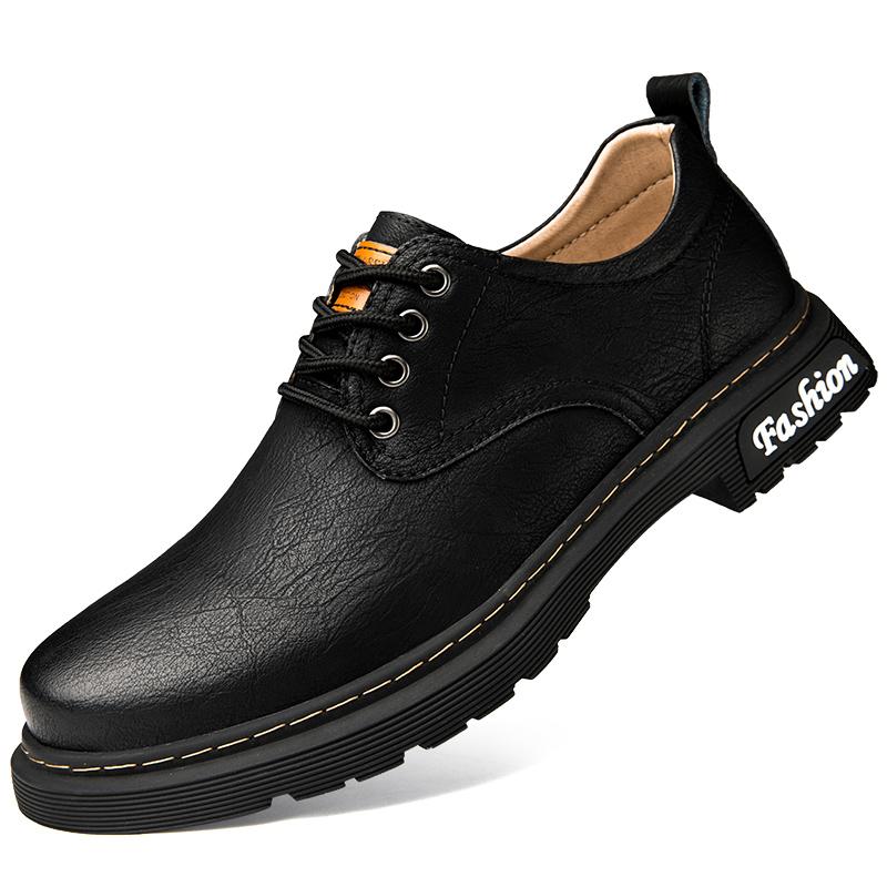 Men's Autumn And Winter Casual Shoe Lace-Up Thick-Soled Walking Shoe Anti-Slip  Breathable And Comfortable Business Formal Shoes