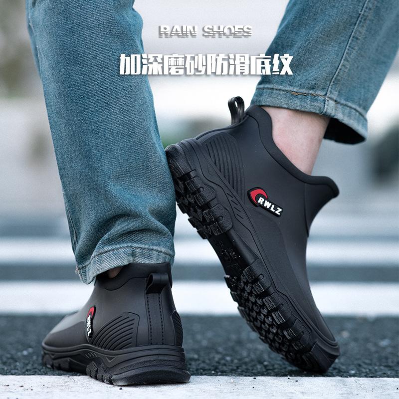 Water shoes men's short rain shoes urban rain boots low-top waterproof boots non-slip rubber shoes water boots tide
