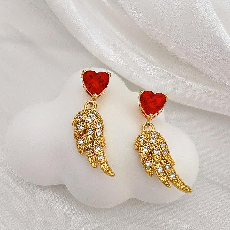 

Premium Sense Of Love Feather Wings Diamond Stud Earrings Light Luxury Elegant Temperament Exquisite Earrings Unique Personality Earrings Women